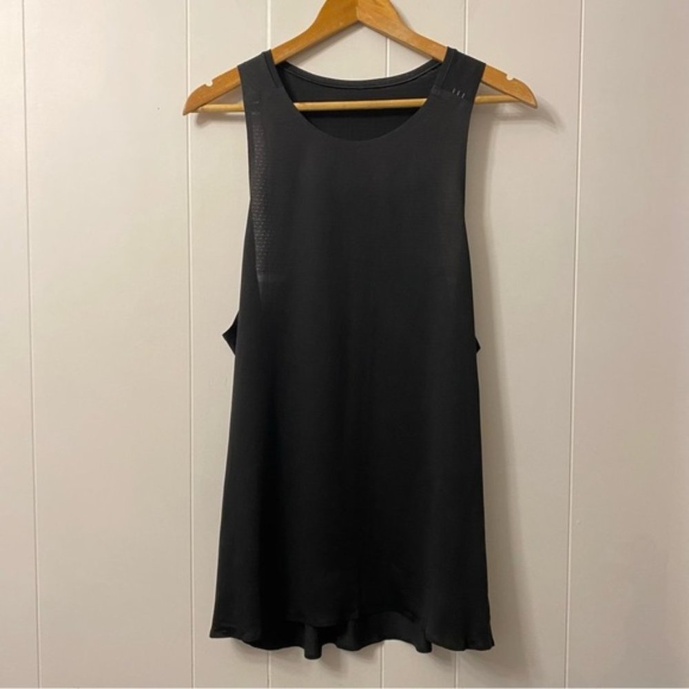 LULULEMON Fast and Free Singlet Tank Top Black Running Breathe Light Mesh Gym